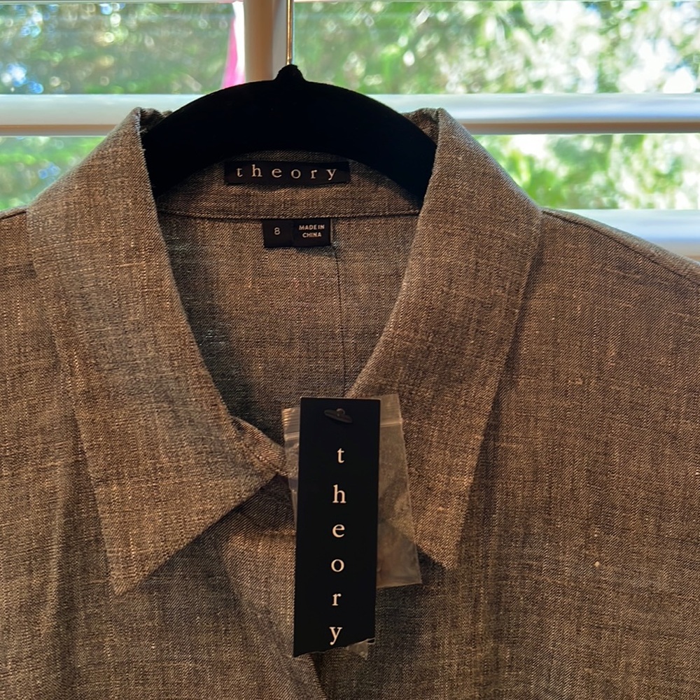 Classy linen shirtdress by Theory. Size 8. Never worn, with tags.